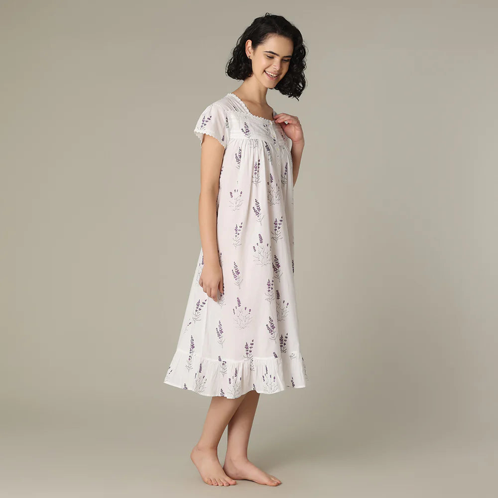 Robe de nuit longue rêves de lavande