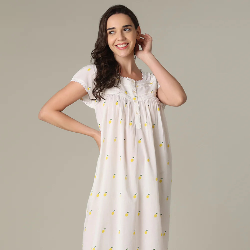 Robe de nuit longue citron