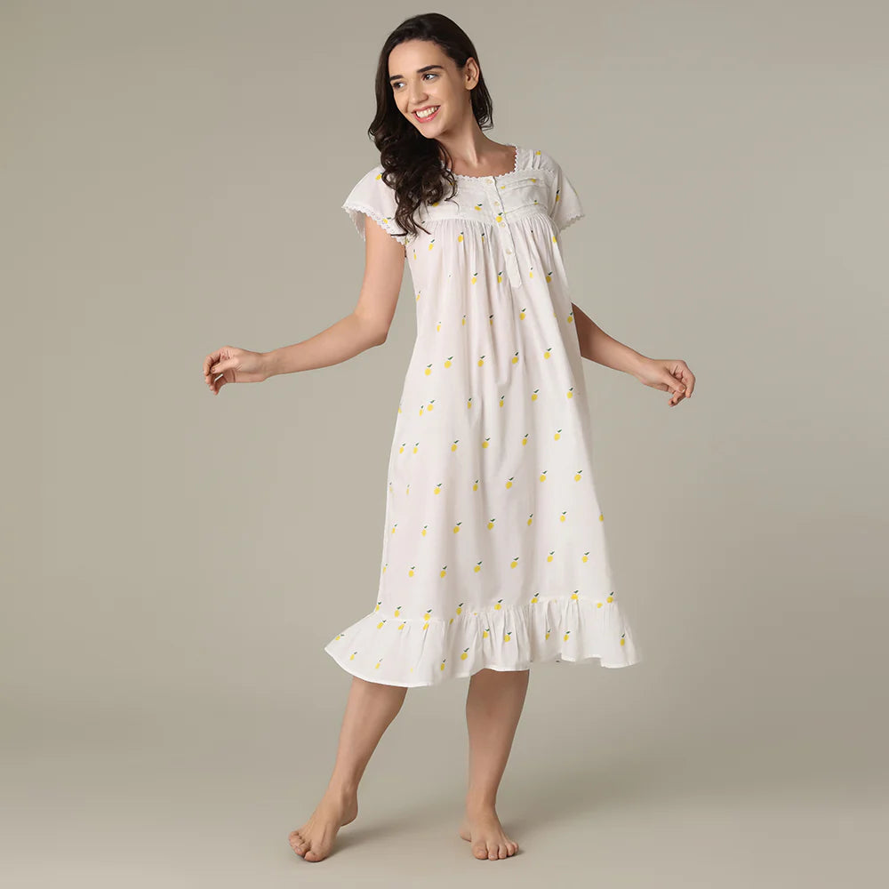 Robe de nuit longue citron
