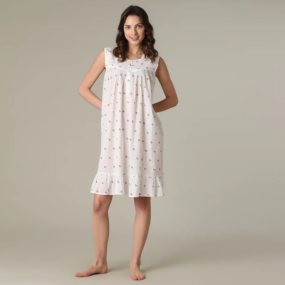 Robe de nuit courte cerises