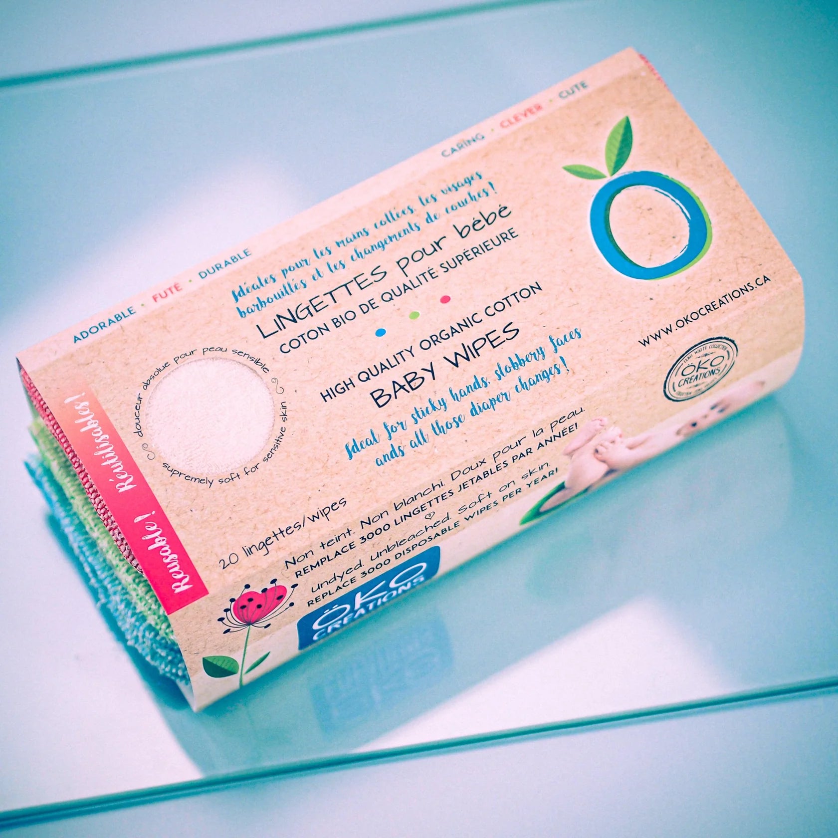 Lingettes de coton biologique (20)