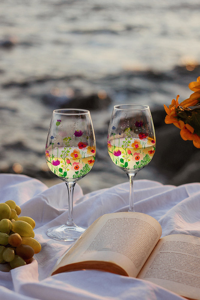 Coupe à vin "jardin de fleurs"