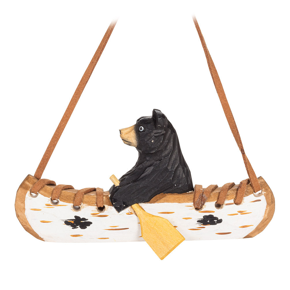 Ornement l'ours en canoë
