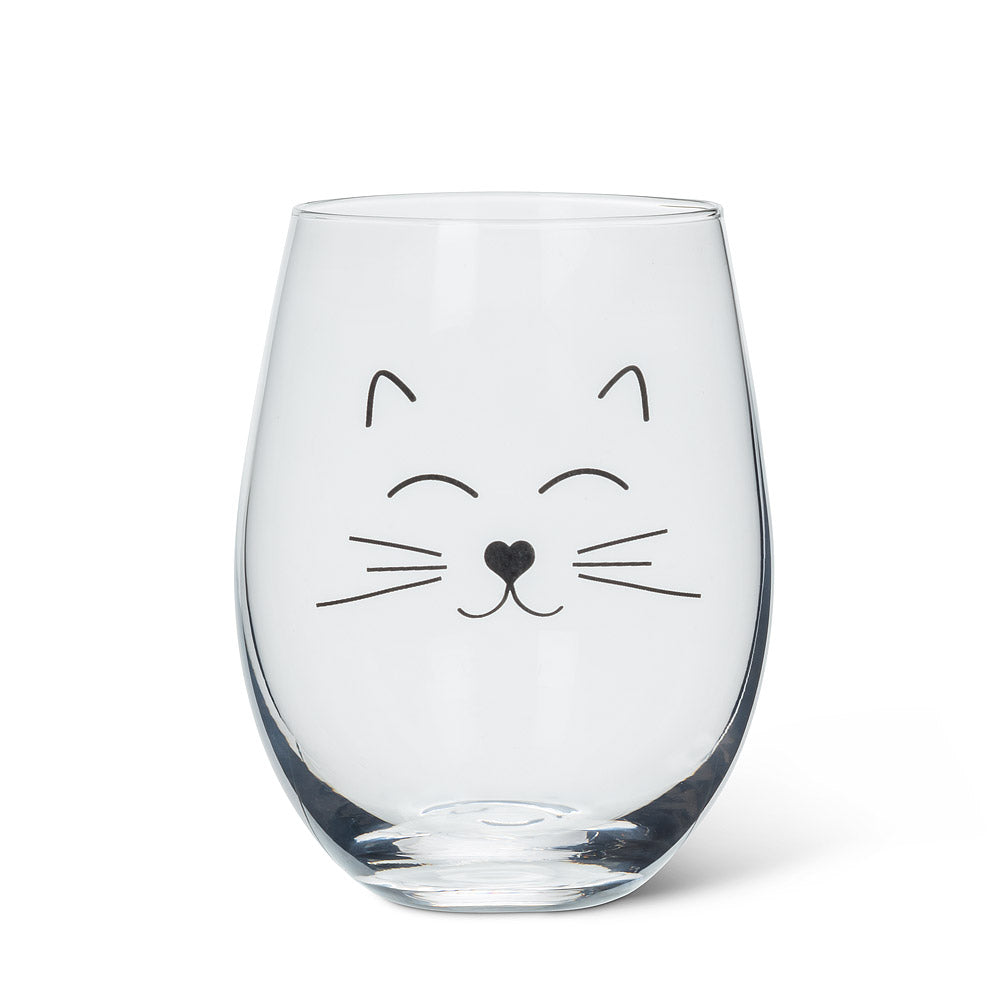 Verre à vin sans pied chat-sourire