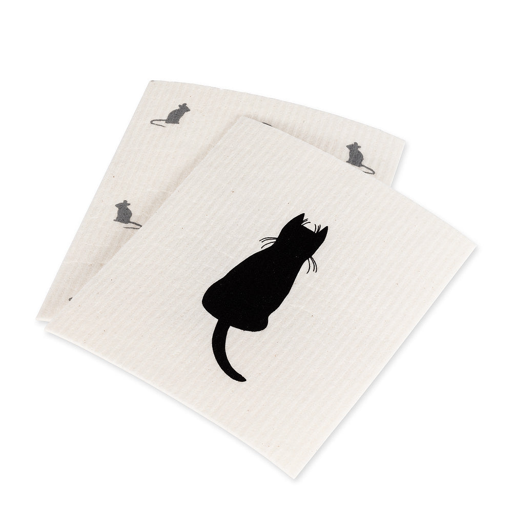 Lavette suédoise chat noir (ensemble de 2)