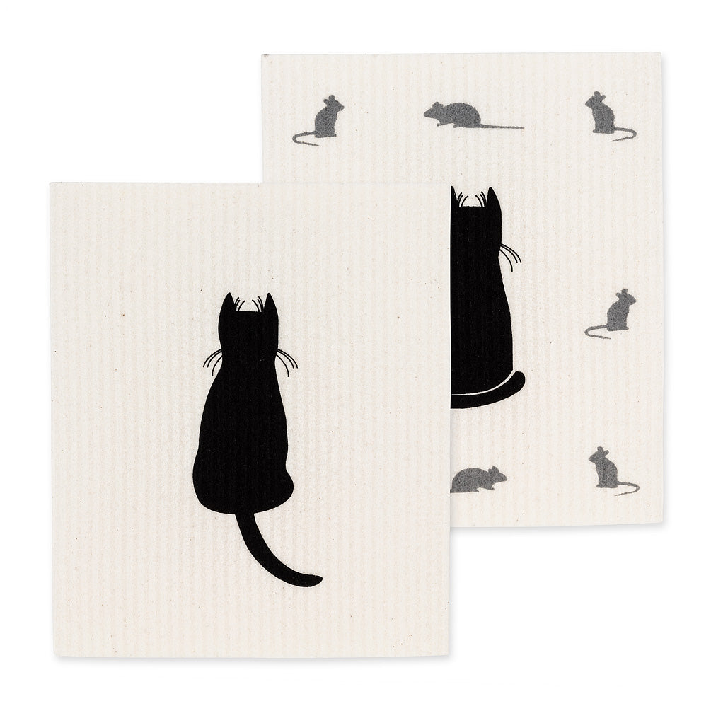 Lavette suédoise chat noir (ensemble de 2)