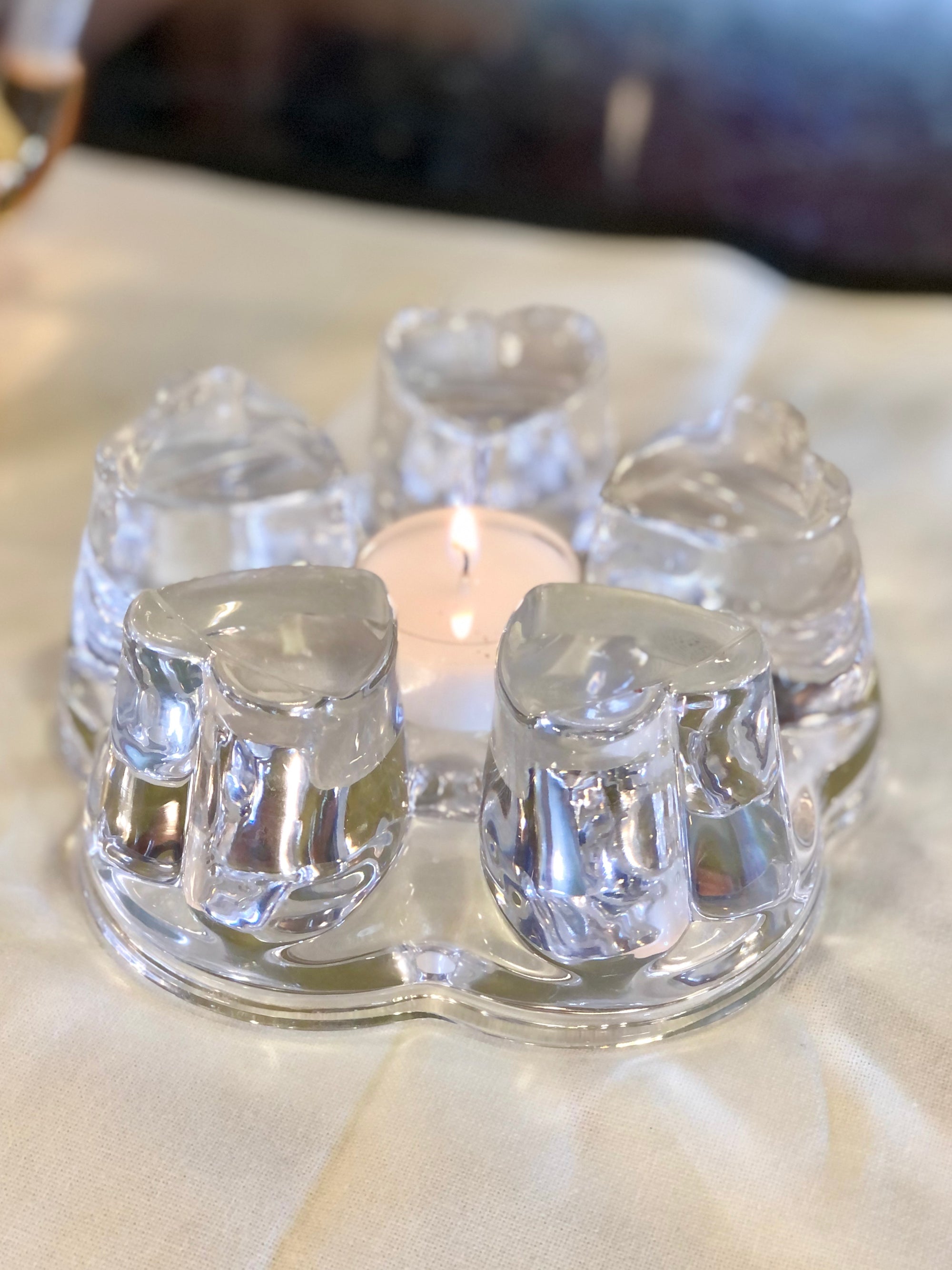 Réchaud en verre en forme du coeur