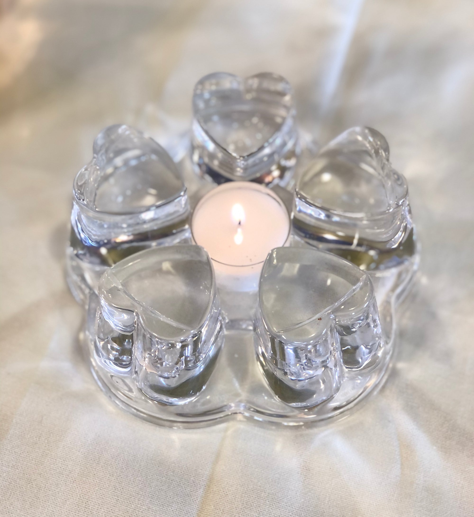 Réchaud en verre en forme du coeur