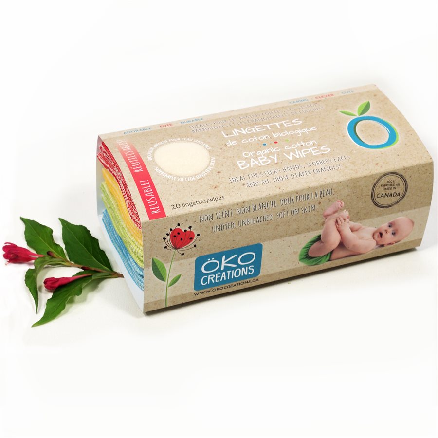 Lingettes de coton biologique (20)